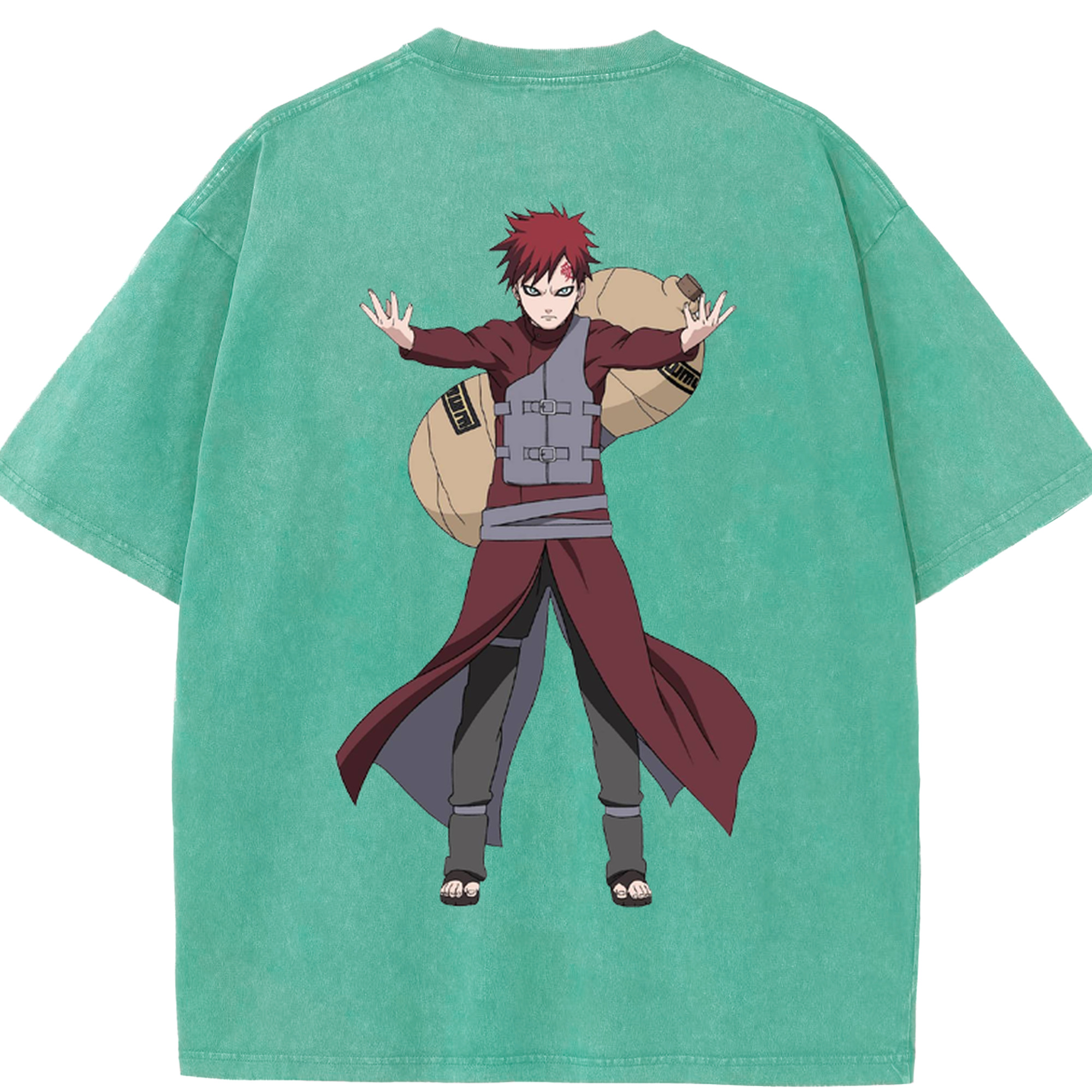 （画像用） NARUTO -ナルト- ガアラ Gaara 綿100% ヴィンテージ風 半袖Tシャツ（背面プリント）